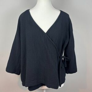 Hatch Womens Black Gauzy Nursing Maternity Wrap Top Size 1 (SM) Comfort‎ Classic